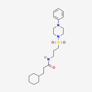molecular formula C22H35N3O3S B2720573 3-环己基-N-(3-((4-苯基哌嗪-1-基)磺酰基)丙基)丙酰胺 CAS No. 1021254-53-4
