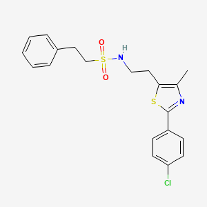 molecular formula C20H21ClN2O2S2 B2720577 N-[2-[2-(4-chlorophenyl)-4-methyl-1,3-thiazol-5-yl]ethyl]-2-phenylethanesulfonamide CAS No. 946328-32-1