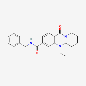 molecular formula C22H25N3O2 B2720581 N-benzyl-5-ethyl-11-oxo-5,6,7,8,9,11-hexahydro-5aH-pyrido[2,1-b]quinazoline-3-carboxamide CAS No. 1574560-86-3