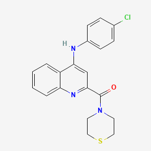 molecular formula C20H18ClN3OS B2720589 (4-((4-Chlorophenyl)amino)quinolin-2-yl)(thiomorpholino)methanone CAS No. 1226435-91-1