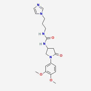 molecular formula C19H25N5O4 B2720598 1-(3-(1H-imidazol-1-yl)propyl)-3-(1-(3,4-dimethoxyphenyl)-5-oxopyrrolidin-3-yl)urea CAS No. 894017-02-8