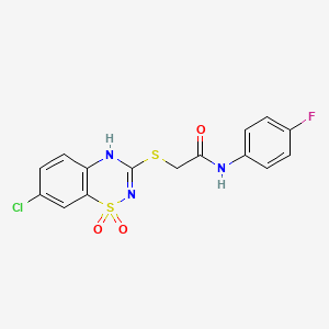 2-((7-chloro-1,1-dioxido-4H-benzo[e][1,2,4]thiadiazin-3-yl)thio)-N-(4-fluorophenyl)acetamide