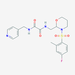 molecular formula C20H23FN4O5S B2720605 N1-((3-((4-氟-2-甲基苯基)磺酰基)-1,3-噁唑啉-2-基)甲基)-N2-(吡啶-4-基甲基)草酰胺 CAS No. 872987-26-3