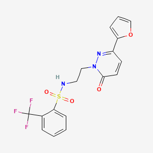 molecular formula C17H14F3N3O4S B2720612 N-(2-(3-(furan-2-yl)-6-oxopyridazin-1(6H)-yl)ethyl)-2-(trifluoromethyl)benzenesulfonamide CAS No. 946264-11-5