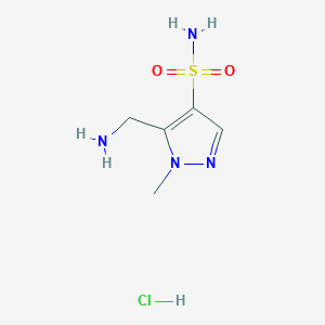 molecular formula C5H11ClN4O2S B2720617 5-(Aminomethyl)-1-methylpyrazole-4-sulfonamide;hydrochloride CAS No. 2490406-86-3