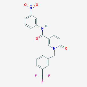 molecular formula C20H14F3N3O4 B2720623 N-(3-nitrophenyl)-6-oxo-1-(3-(trifluoromethyl)benzyl)-1,6-dihydropyridine-3-carboxamide CAS No. 941930-89-8