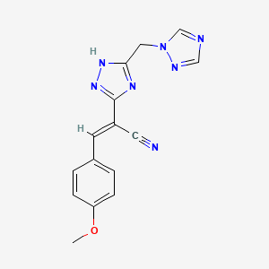 molecular formula C15H13N7O B2720626 3-(4-methoxyphenyl)-2-[5-(1H-1,2,4-triazol-1-ylmethyl)-1H-1,2,4-triazol-3-yl]acrylonitrile CAS No. 303996-76-1