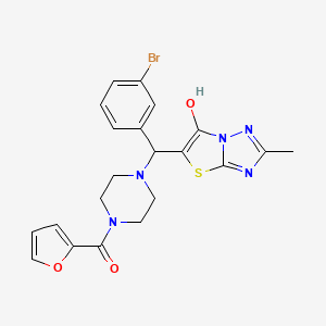 molecular formula C21H20BrN5O3S B2720631 (4-((3-Bromophenyl)(6-hydroxy-2-methylthiazolo[3,2-b][1,2,4]triazol-5-yl)methyl)piperazin-1-yl)(furan-2-yl)methanone CAS No. 869344-33-2