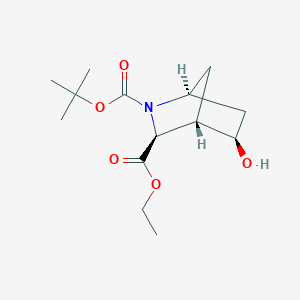 molecular formula C14H23NO5 B2720650 Ethyl (1S,3S,4S,5R)-rel-2-Boc-5-hydroxy-2-azabicyclo[2.2.1]heptane-3-carboxylate CAS No. 501431-06-7