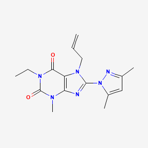 molecular formula C16H20N6O2 B2720651 8-(3,5-dimethyl-1H-pyrazol-1-yl)-1-ethyl-3-methyl-7-(prop-2-en-1-yl)-2,3,6,7-tetrahydro-1H-purine-2,6-dione CAS No. 1014029-87-8