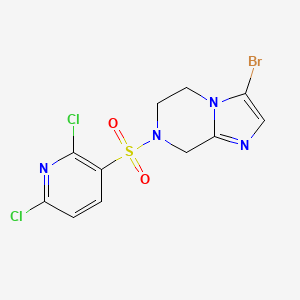 molecular formula C11H9BrCl2N4O2S B2720665 3-({3-bromo-5H,6H,7H,8H-imidazo[1,2-a]pyrazin-7-yl}sulfonyl)-2,6-dichloropyridine CAS No. 1808433-20-6