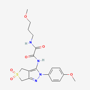 molecular formula C18H22N4O6S B2720668 N1-(2-(4-甲氧基苯基)-5,5-二氧代-4,6-二氢-2H-噻吩[3,4-c]嘧啶-3-基)-N2-(3-甲氧基丙基)草酰胺 CAS No. 899989-26-5