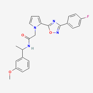 molecular formula C23H21FN4O3 B2720688 2-{2-[3-(4-fluorophenyl)-1,2,4-oxadiazol-5-yl]-1H-pyrrol-1-yl}-N-[1-(3-methoxyphenyl)ethyl]acetamide CAS No. 1261013-01-7