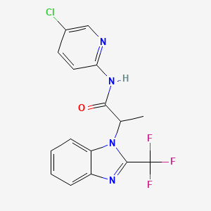 molecular formula C16H12ClF3N4O B2720713 N-(5-氯-2-吡啶基)-2-[2-(三氟甲基)-1H-1,3-苯并咪唑-1-基]丙酰胺 CAS No. 439111-83-8