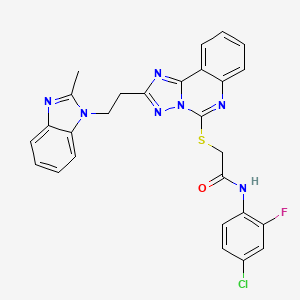 molecular formula C27H21ClFN7OS B2720721 N-(4-chloro-2-fluorophenyl)-2-[[2-[2-(2-methylbenzimidazol-1-yl)ethyl]-[1,2,4]triazolo[1,5-c]quinazolin-5-yl]sulfanyl]acetamide CAS No. 896798-31-5