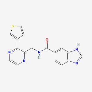 molecular formula C17H13N5OS B2720726 N-((3-(thiophen-3-yl)pyrazin-2-yl)methyl)-1H-benzo[d]imidazole-5-carboxamide CAS No. 2034538-21-9