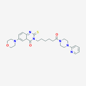 molecular formula C27H34N6O3S B2720727 6-(Morpholin-4-yl)-3-{6-oxo-6-[4-(pyridin-2-yl)piperazin-1-yl]hexyl}-2-sulfanylidene-1,2,3,4-tetrahydroquinazolin-4-one CAS No. 689770-06-7