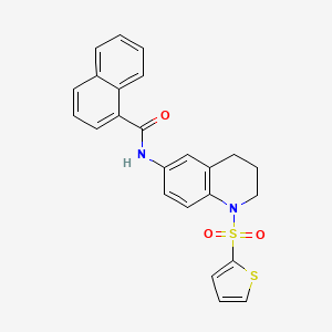 molecular formula C24H20N2O3S2 B2720732 N-(1-(thiophen-2-ylsulfonyl)-1,2,3,4-tetrahydroquinolin-6-yl)-1-naphthamide CAS No. 941900-29-4