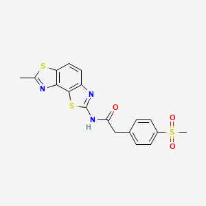 molecular formula C18H15N3O3S3 B2720741 N-(7-methylbenzo[1,2-d:3,4-d']bis(thiazole)-2-yl)-2-(4-(methylsulfonyl)phenyl)acetamide CAS No. 942008-45-9