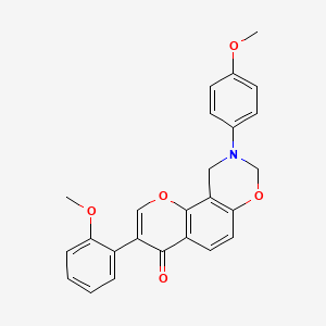 molecular formula C25H21NO5 B2720754 3-(2-methoxyphenyl)-9-(4-methoxyphenyl)-9,10-dihydrochromeno[8,7-e][1,3]oxazin-4(8H)-one CAS No. 929440-27-7