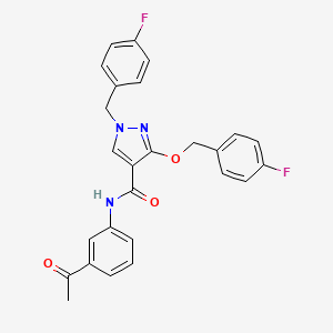 molecular formula C26H21F2N3O3 B2720757 N-(3-acetylphenyl)-1-(4-fluorobenzyl)-3-((4-fluorobenzyl)oxy)-1H-pyrazole-4-carboxamide CAS No. 1013756-42-7