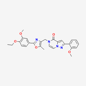 molecular formula C27H26N4O5 B2720762 5-((2-(4-ethoxy-3-methoxyphenyl)-5-methyloxazol-4-yl)methyl)-2-(2-methoxyphenyl)pyrazolo[1,5-a]pyrazin-4(5H)-one CAS No. 1358910-53-8