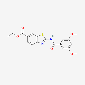 molecular formula C19H18N2O5S B2720766 乙酸-2-(3,5-二甲氧基苯甲酰胺)苯并[d]噻唑-6-羧酸乙酯 CAS No. 946309-70-2