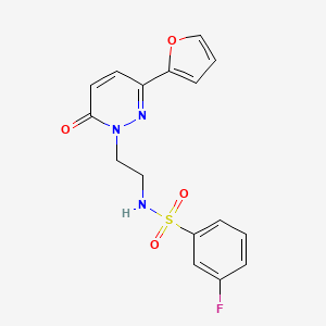 molecular formula C16H14FN3O4S B2720768 3-fluoro-N-(2-(3-(furan-2-yl)-6-oxopyridazin-1(6H)-yl)ethyl)benzenesulfonamide CAS No. 946340-27-8