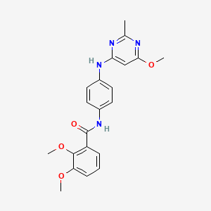 molecular formula C21H22N4O4 B2720769 2,3-dimethoxy-N-(4-((6-methoxy-2-methylpyrimidin-4-yl)amino)phenyl)benzamide CAS No. 946355-03-9