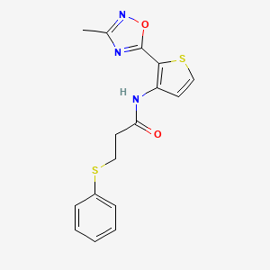 N-(2-(3-methyl-1,2,4-oxadiazol-5-yl)thiophen-3-yl)-3-(phenylthio)propanamide