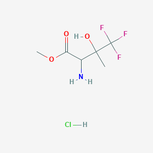 molecular formula C6H11ClF3NO3 B2720788 Methyl 2-amino-4,4,4-trifluoro-3-hydroxy-3-methylbutanoate;hydrochloride CAS No. 2361634-96-8