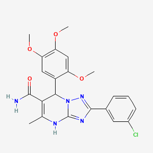 molecular formula C22H22ClN5O4 B2720805 2-(3-Chlorophenyl)-5-methyl-7-(2,4,5-trimethoxyphenyl)-4,7-dihydro-[1,2,4]triazolo[1,5-a]pyrimidine-6-carboxamide CAS No. 539815-51-5