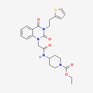 molecular formula C24H28N4O5S B2720810 ethyl 4-(2-(2,4-dioxo-3-(2-(thiophen-2-yl)ethyl)-3,4-dihydroquinazolin-1(2H)-yl)acetamido)piperidine-1-carboxylate CAS No. 1421445-95-5