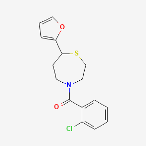 molecular formula C16H16ClNO2S B2720833 (2-Chlorophenyl)(7-(furan-2-yl)-1,4-thiazepan-4-yl)methanone CAS No. 1797093-68-5