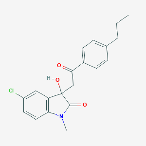 molecular formula C20H20ClNO3 B272088 5-chloro-3-hydroxy-1-methyl-3-[2-oxo-2-(4-propylphenyl)ethyl]-1,3-dihydro-2H-indol-2-one 
