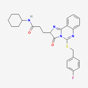 N-cyclohexyl-3-[5-[(4-fluorophenyl)methylsulfanyl]-3-oxo-2H-imidazo[1,2-c]quinazolin-2-yl]propanamide