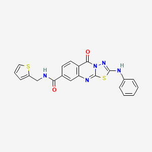 2-anilino-5-oxo-N-(thien-2-ylmethyl)-5H-[1,3,4]thiadiazolo[2,3-b]quinazoline-8-carboxamide