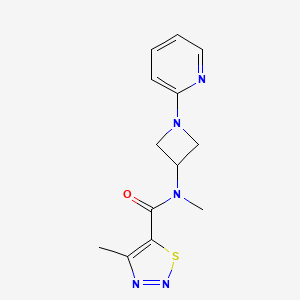 molecular formula C13H15N5OS B2720919 N,4-Dimethyl-N-(1-pyridin-2-ylazetidin-3-yl)thiadiazole-5-carboxamide CAS No. 2415565-53-4