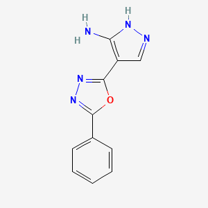 molecular formula C11H9N5O B2720923 4-(5-phenyl-1,3,4-oxadiazol-2-yl)-1H-pyrazol-3-amine CAS No. 104699-64-1