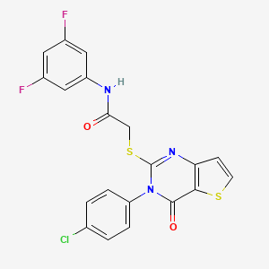 molecular formula C20H12ClF2N3O2S2 B2720924 2-((3-(4-chlorophenyl)-4-oxo-3,4-dihydrothieno[3,2-d]pyrimidin-2-yl)thio)-N-(3,5-difluorophenyl)acetamide CAS No. 1794940-03-6