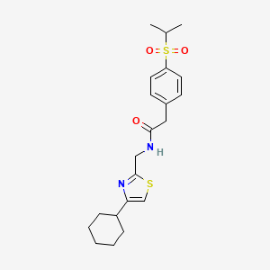 molecular formula C21H28N2O3S2 B2720931 N-((4-环己基噻唑-2-基)甲基)-2-(4-(异丙基磺酰)苯基)乙酰胺 CAS No. 2034541-50-7