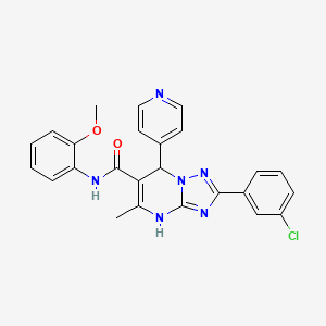 molecular formula C25H21ClN6O2 B2720948 2-(3-chlorophenyl)-N-(2-methoxyphenyl)-5-methyl-7-(pyridin-4-yl)-4,7-dihydro-[1,2,4]triazolo[1,5-a]pyrimidine-6-carboxamide CAS No. 539834-50-9