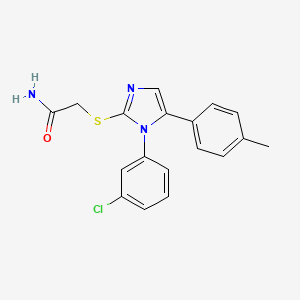 molecular formula C18H16ClN3OS B2720950 2-((1-(3-chlorophenyl)-5-(p-tolyl)-1H-imidazol-2-yl)thio)acetamide CAS No. 1207001-80-6