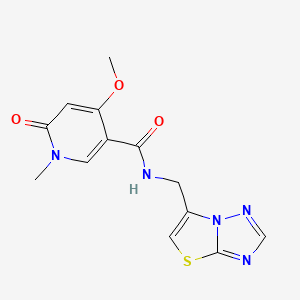 molecular formula C13H13N5O3S B2720954 4-methoxy-1-methyl-6-oxo-N-(thiazolo[3,2-b][1,2,4]triazol-6-ylmethyl)-1,6-dihydropyridine-3-carboxamide CAS No. 2034551-58-9