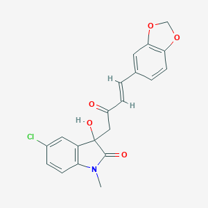 molecular formula C20H16ClNO5 B272096 3-[(3E)-4-(1,3-benzodioxol-5-yl)-2-oxobut-3-en-1-yl]-5-chloro-3-hydroxy-1-methyl-1,3-dihydro-2H-indol-2-one 