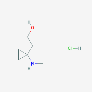 molecular formula C6H14ClNO B2720960 2-[1-(甲基氨基)环丙基]乙醇；盐酸盐 CAS No. 2411264-91-8