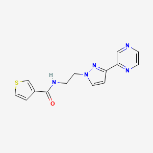 molecular formula C14H13N5OS B2720964 N-(2-(3-(pyrazin-2-yl)-1H-pyrazol-1-yl)ethyl)thiophene-3-carboxamide CAS No. 2034415-11-5