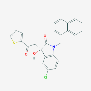 molecular formula C25H18ClNO3S B272097 5-chloro-3-hydroxy-1-(1-naphthylmethyl)-3-[2-oxo-2-(2-thienyl)ethyl]-1,3-dihydro-2H-indol-2-one 