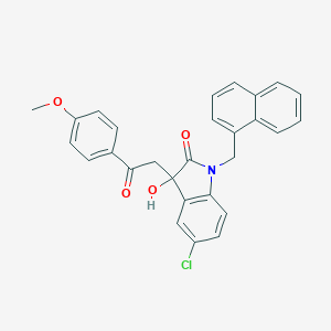 molecular formula C28H22ClNO4 B272098 5-chloro-3-hydroxy-3-[2-(4-methoxyphenyl)-2-oxoethyl]-1-(1-naphthylmethyl)-1,3-dihydro-2H-indol-2-one 
