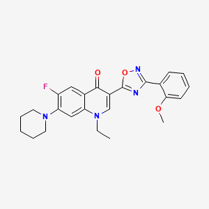 molecular formula C25H25FN4O3 B2720985 1-ethyl-6-fluoro-3-[3-(2-methoxyphenyl)-1,2,4-oxadiazol-5-yl]-7-piperidin-1-ylquinolin-4(1H)-one CAS No. 1111025-88-7